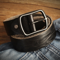 Ceinture en cuir véritable pour hommes Ceinture décontractée Sangle de taille Broche lisse Ceinture rétro