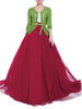 Ceinture en maille couleur unie maille tulle plissée taille haute femmes jupe maxi