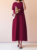 Celmia Robe maxi ample en coton à manches courtes pour femmes