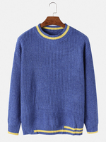 Chandail chaud coupe régulière tricoté à col ras du cou pour hommes