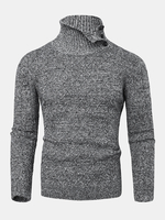 Chandails tricotés chauds à manches longues à taille haute de couleur unie pour hommes