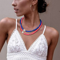 Chaîne de clavicule dargile de polymère de couleur mélangée de collier multicouche de pendentif de perle de Bohème