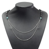 Chaînes en argent double couches minces Chaînes minces Collier pendentif pompon