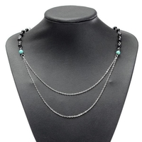 Chaînes en argent double couches minces Chaînes minces Collier pendentif pompon