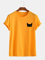 Échantillon de chat de dessin animé pour hommes T-shirts à manches courtes en coton décontracté