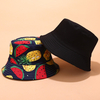 Chapeau Bob à deux faces noir et imprimé fruits pour femmes et hommes