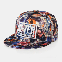 Chapeau de baseball unisexe à motif floral de style hip-hop à bord plat