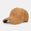 Chapeau de baseball unisexe en velours côtelé de couleur unie à rayures à bord courbe