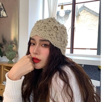 Chapeau de bonnet à crochet à la main pour femmes Chapeau de turban décontracté littéraire rétro