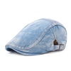 Chapeau de béret de peintre solide en denim délavé pour femme