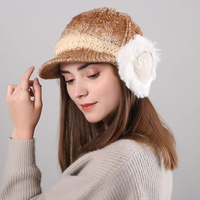 Chapeau de béret en bonnet tricoté pour bonnets bonnets avec dégradés chauds,  hiver