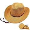 Chapeau de cowboy en paille pliable Panama unisexe Classic Western Beach Sun Wide Brim Bucket Caps