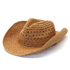 Chapeau de cowboy évidé en paille Fedora pour homme Casquette de jazz à large bord respirant dété