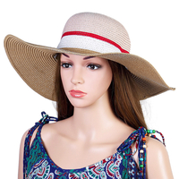Chapeau de paille de soleil de plage multicolore extérieur de femmes