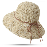 Chapeau de paille seau anti-UV pliable crème solaire femmes