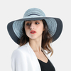 Chapeau de paille tissé élégant de vacances de bord de mer de couture bicolore pour femmes