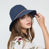Chapeau de paille tissé multicolore à motif de pétales ajourés multicolores pour femme