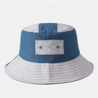 Chapeau de pêcheur pliable et respirant avec coutures bleues