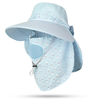 Chapeau de protection pour femmes en coton,  UV,  avec masque pour le visage et châle de pêche