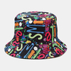 Chapeau de protection unisexe à double face Colorful Graffiti Hip-Hop Fashion Sunshade