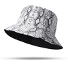 Chapeau de seau à motif de serpent unisexe Chapeau de seau à double face Chapeau de pêcheur portable