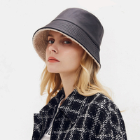 Chapeau de seau chaud de mode décontracté de peluche de similicuir double face pour femmes