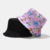 Chapeau de seau décontracté pour femme en coton double face motif papillon