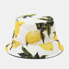 Chapeau de seau de mode portable imprimé recto-verso unisexe en coton à motif de feuille de citron