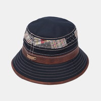 Chapeau de seau de mode unisexe à motif de points rayé patchwork à bordure unique