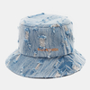 Chapeau de seau de mode unisexe de broderie de motif de lettre de denim endommagé