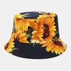 Chapeau de seau de parasol décontracté extérieur à motif de tournesol double face pour femmes et hommes