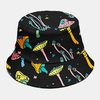 Chapeau de seau de parasol de personnalité de mode de motif de champignon de superposition de coton unisexe