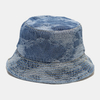 Chapeau de seau de parasol de rue de mode de trou de couleur unie de denim lavé unisexe