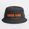 Chapeau de seau de parasol extérieur unisexe en denim à motif de lettres anciennes