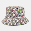 Chapeau de seau de parasol occasionnel de motif imprimé de fleur de crâne de coton unisexe en plein air