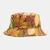 Chapeau de seau de parasol occasionnel extérieur de motif de feuille darbre de coton double face