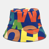 Chapeau de seau de parasol occasionnel rétro britannique de motif imprimé de lettre de coton unisexe