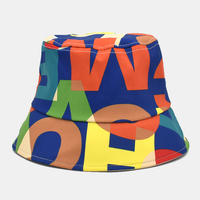 Chapeau de seau de parasol occasionnel rétro britannique de motif imprimé de lettre de coton unisexe