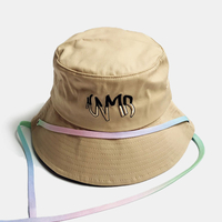 Chapeau de seau de parasol sauvage extérieur de broderie de lettre de coton unisexe à gros bord