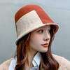Chapeau de seau de pare-soleil de mode décontracté de couleur de patchwork épais de laine de femmes