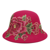 Chapeau de seau de pivoine rouge ethnique fleur broderie femmes