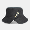 Chapeau de seau de protection solaire de personnalité de fente latérale de décoration de bouton de coton unisexe