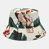 Chapeau de seau dimpression de motif de feuille florale portable double face en coton unisexe