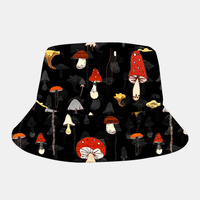 Chapeau de seau délément de mode de parasol de modèle dimpression de champignon de superposition de coton d&3