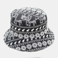 Chapeau de seau occasionnel de mode de modèle déléphant de style ethnique rétro de coton Unsiex