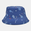 Chapeau de seau portable double face imprimé motif de raquette en coton unisexe