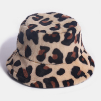 Chapeau de seau tout-assorti chaud occasionnel de modèle de léopard de cheveux de lapin de femmes