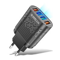 Chargeur USB QC3.0 à 4 ports USLION Adaptateur de chargeur mural à charge rapide Prise UE pour iPhone 13 13 Pro Max 13 M