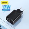 Chargeur USB Baseus 17W 3 ports adaptateur de chargeur mural de voyage pour iPhone 13 Pro Max pour Samsung Galaxy S21 5G