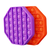 CHARMINER 2Pcs Orange Violet Bubble Fidget Toy Set Hexagone Portable Silicone Squeeze Sensory Toy Soulagement du Stress